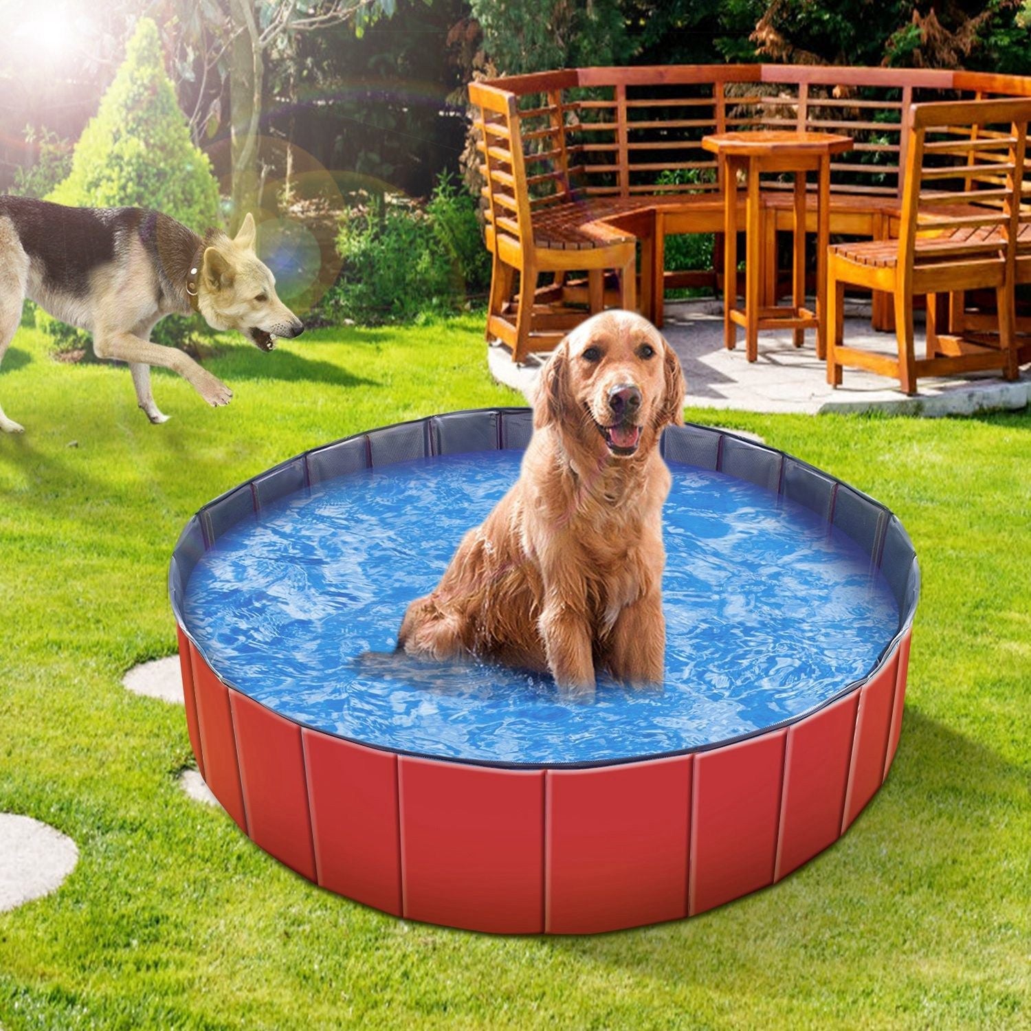 Foldable Pet Swimming Pool PVC Kiddie Baby Dog Swim Pool Bathing Tub Playmat Kids Pools - Dog Time Outlet