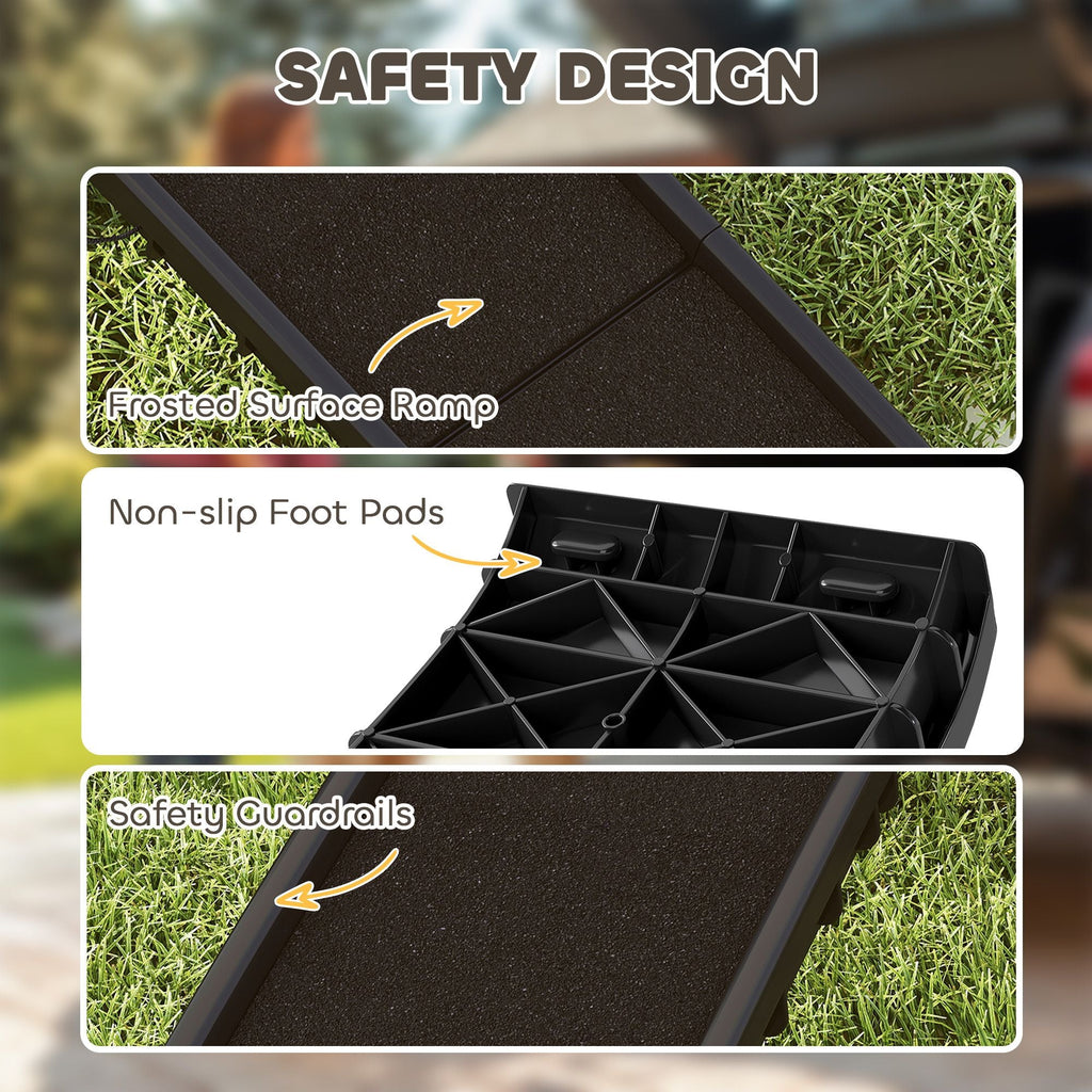 Folding Dog Ramp for Car, 61 Inches Portable Pet Ramp with Non Slip Frosted Surface, Raised Side Rails - Dog Time Outlet