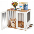 Furniture Style Dog Crate with 360° Rotating Feeder & 304 Stainless Steel Bowls, Double Locking Indoor Dog Kennel - Dog Time Outlet