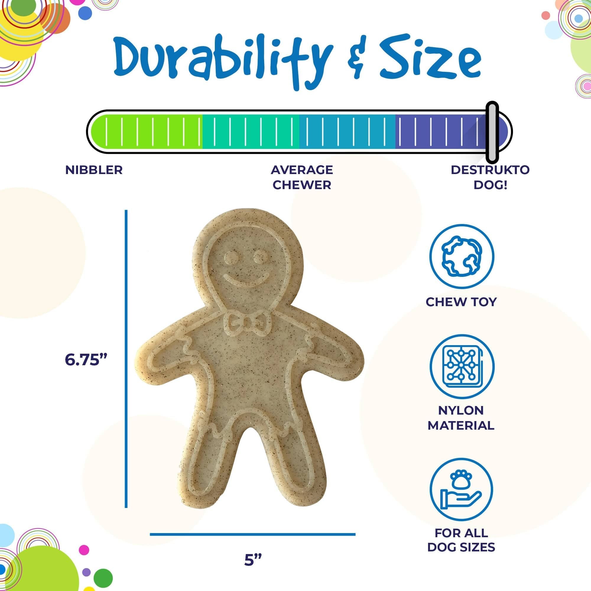 Gingerbread Man Nylon Dog Chew Toy for Aggressive Chewers | USA Made - Dog Time Outlet
