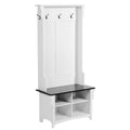 Hall Tree Entryway Bench, Coat Rack with Shoe Storage, 32" Wide Mudroom bench with Storage and Seating, Adjustable Shelves and 5 Hanging Hooks with 4 Storage Drawers,for Mudroom,Entryway,Hallway - Dog Time Outlet
