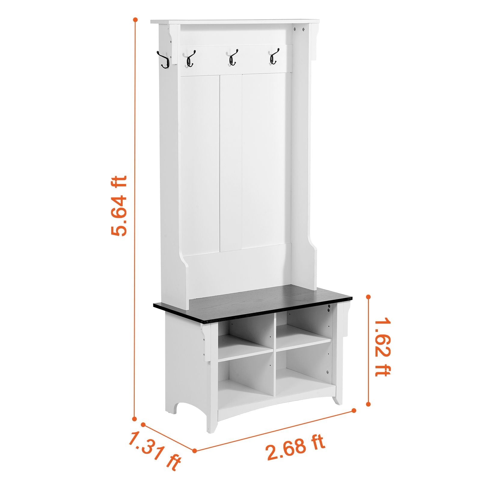 Hall Tree Entryway Bench, Coat Rack with Shoe Storage, 32" Wide Mudroom bench with Storage and Seating, Adjustable Shelves and 5 Hanging Hooks with 4 Storage Drawers,for Mudroom,Entryway,Hallway - Dog Time Outlet
