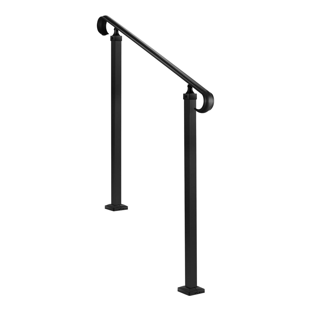 Handrails for Outdoor Steps, 2 - 3 Step Adjustable Height, Carbon Steel Transitional Handrail with Installation Kit, Exterior Hand Railing for Steps, Concrete or Wooden Stairs, Porch, Matte Black - Dog Time Outlet