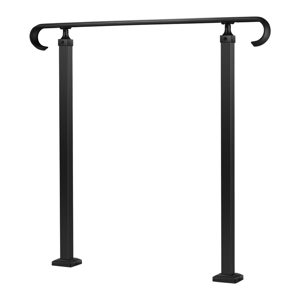 Handrails for Outdoor Steps, 2 - 3 Step Adjustable Height, Carbon Steel Transitional Handrail with Installation Kit, Exterior Hand Railing for Steps, Concrete or Wooden Stairs, Porch, Matte Black - Dog Time Outlet
