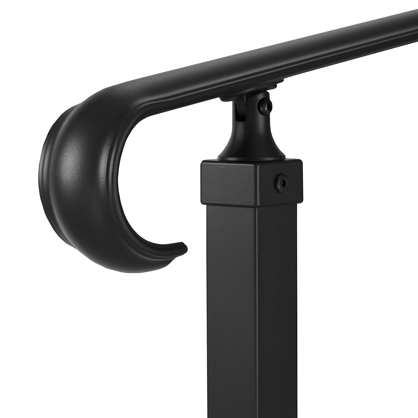 Handrails for Outdoor Steps, 2 - 3 Step Adjustable Height, Carbon Steel Transitional Handrail with Installation Kit, Exterior Hand Railing for Steps, Concrete or Wooden Stairs, Porch, Matte Black - Dog Time Outlet