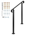 Handrails for Outdoor Steps, 2 - 3 Step Adjustable Height, Carbon Steel Transitional Handrail with Installation Kit, Exterior Hand Railing for Steps, Concrete or Wooden Stairs, Porch, Matte Black - Dog Time Outlet