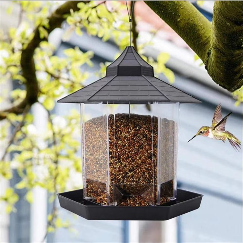 Hanging Gazebo Wild Bird Feeder Outdoor Bird Seed Station with Large Capacity 6 Feeder Ports for Garden Patio Park Weatherproof Easy To Refill - Dog Time Outlet