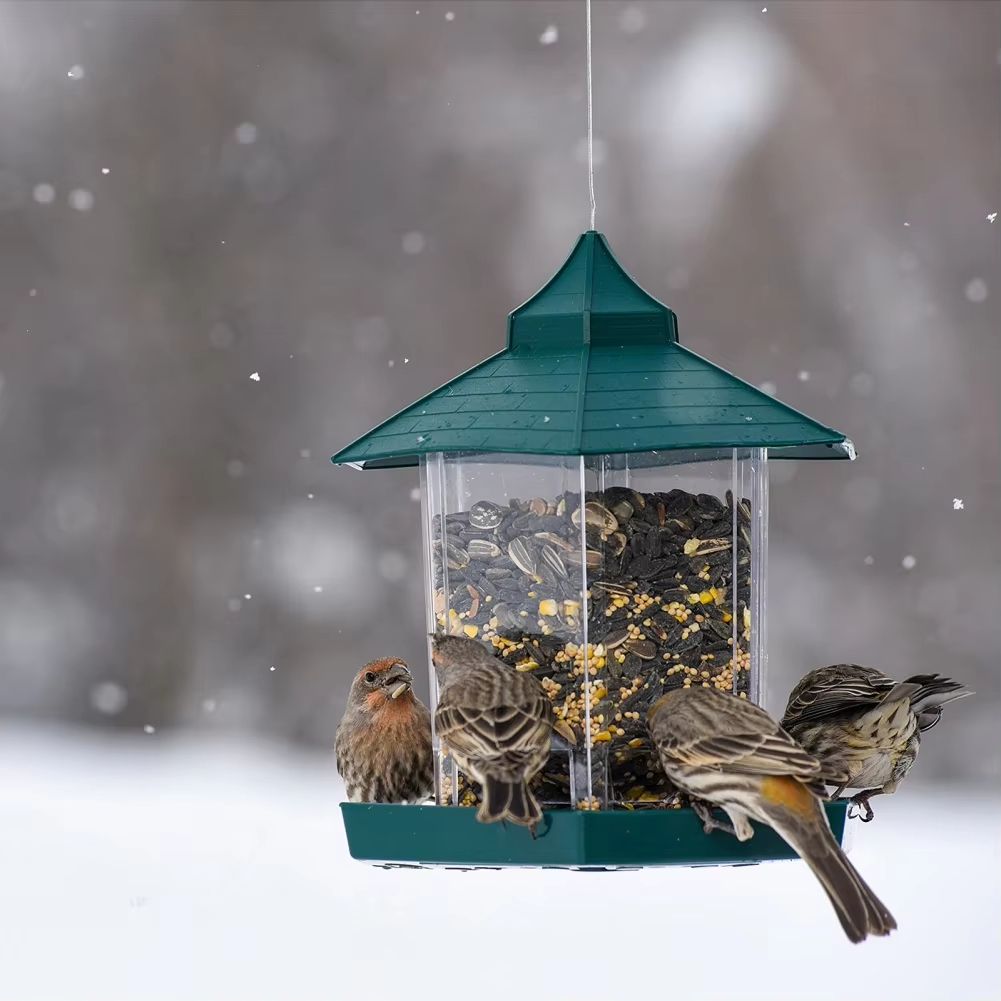 Hanging Gazebo Wild Bird Feeder Outdoor Bird Seed Station with Large Capacity 6 Feeder Ports for Garden Patio Park Weatherproof Easy To Refill - Dog Time Outlet
