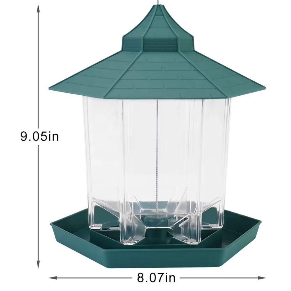 Hanging Gazebo Wild Bird Feeder Outdoor Bird Seed Station with Large Capacity 6 Feeder Ports for Garden Patio Park Weatherproof Easy To Refill - Dog Time Outlet