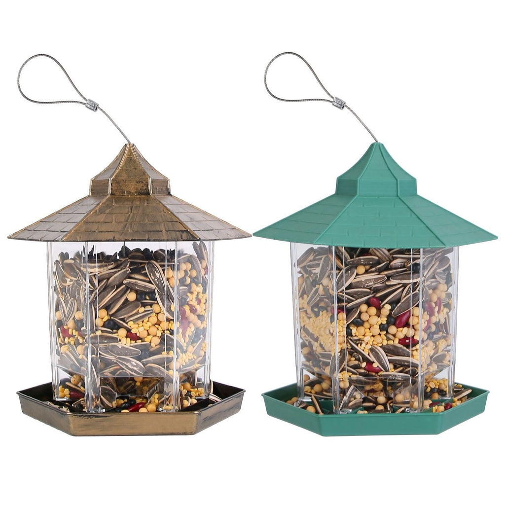 Hanging Gazebo Wild Bird Feeder Outdoor Bird Seed Station with Large Capacity 6 Feeder Ports for Garden Patio Park Weatherproof Easy To Refill - Dog Time Outlet