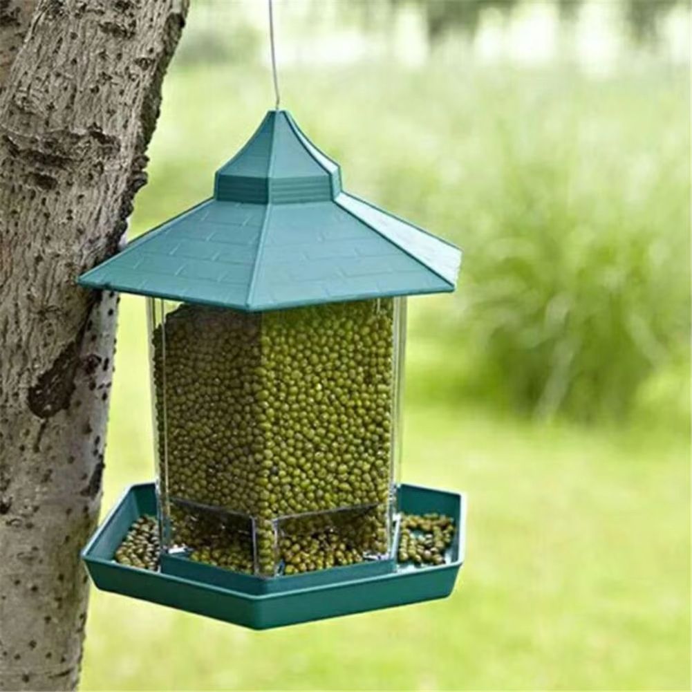 Hanging Gazebo Wild Bird Feeder Outdoor Bird Seed Station with Large Capacity 6 Feeder Ports for Garden Patio Park Weatherproof Easy To Refill - Dog Time Outlet