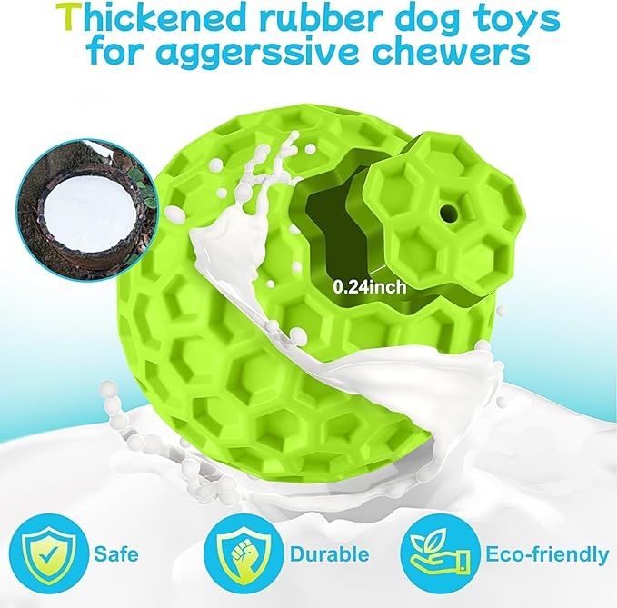 havit Indestructible Squeaky Dog Balls for Aggressive Chewers, Interactive Dog Toys to Keep Them Busy, Rubber Dog Chew Toy for Large Medium Breeds, Outdoor Waterproof (4 Colors) - Dog Time Outlet
