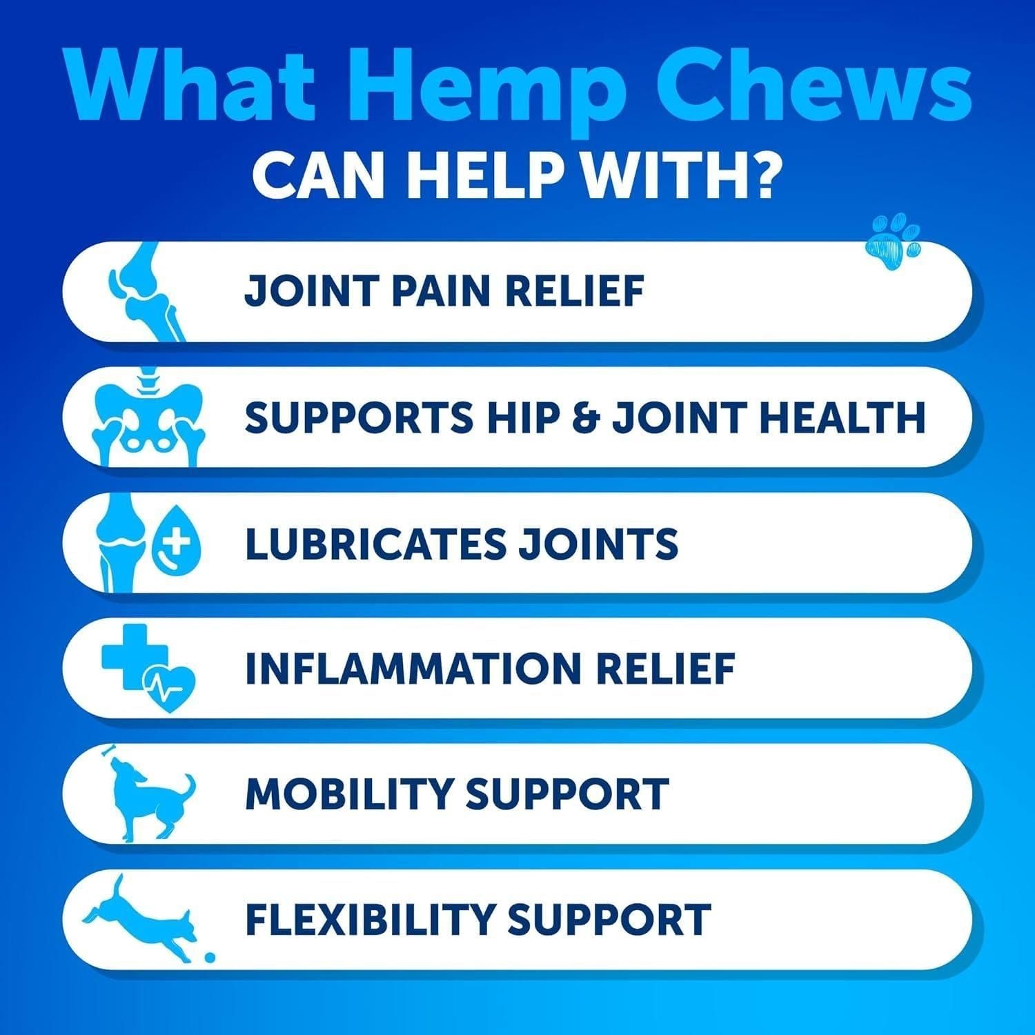 Hemp Hip and Joint Supplement for Dogs Glucosamine for Dogs Joint Pain Relief Chews with Chondroitin MSM Hemp Oil Mobility Support Canine Cartilage Health 120 Soft Treats Made in USA - Dog Time Outlet