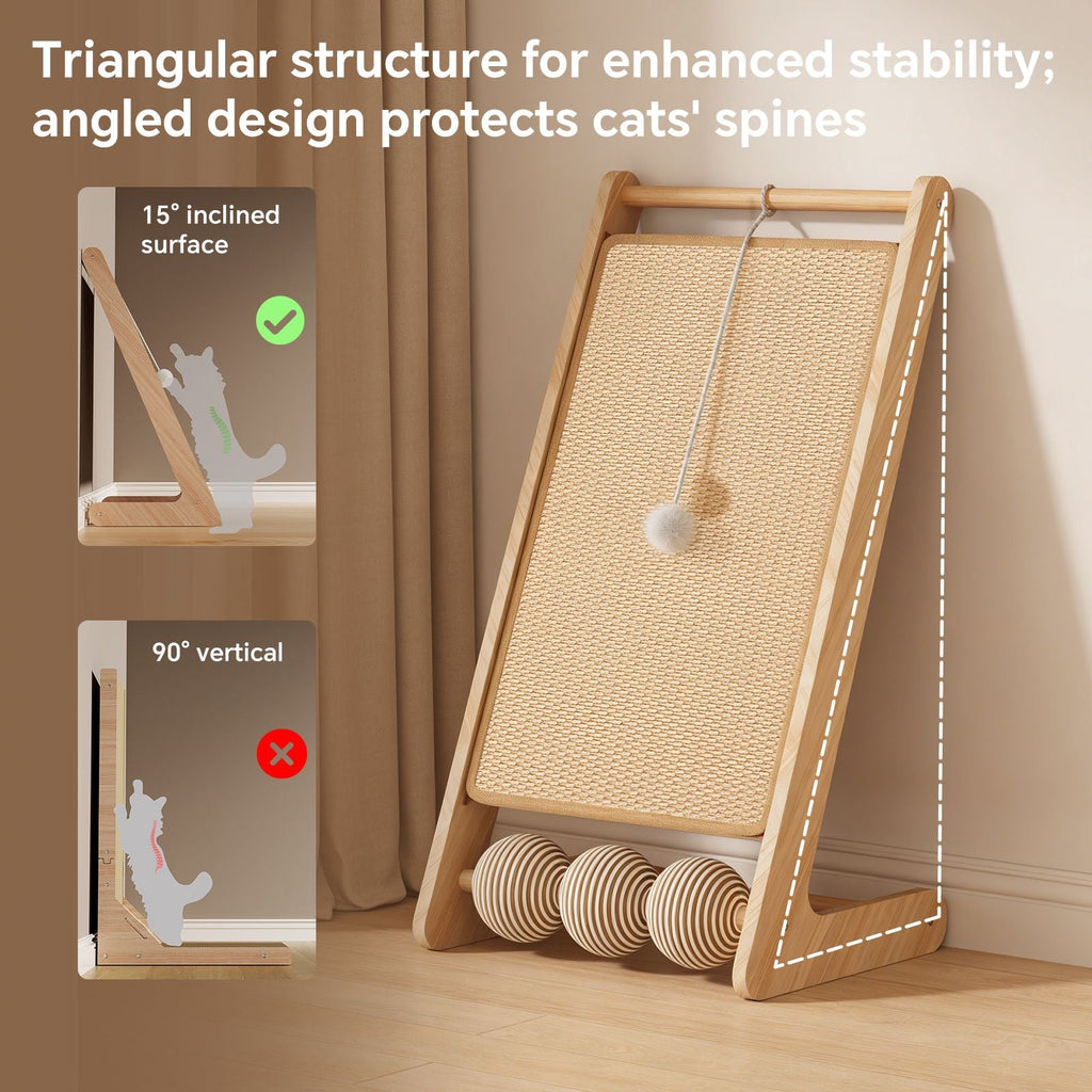 L - shaped sisal cat scratching board (with hanging ball) - scratching, tapping, and pouncing, one base meets the three major instincts of cats - Dog Time Outlet