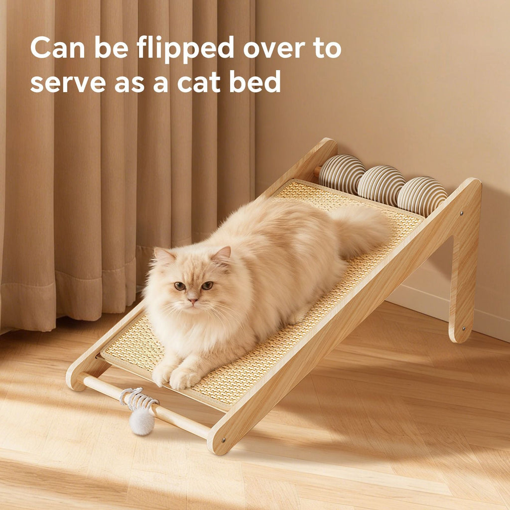 L - shaped sisal cat scratching board (with hanging ball) - scratching, tapping, and pouncing, one base meets the three major instincts of cats - Dog Time Outlet