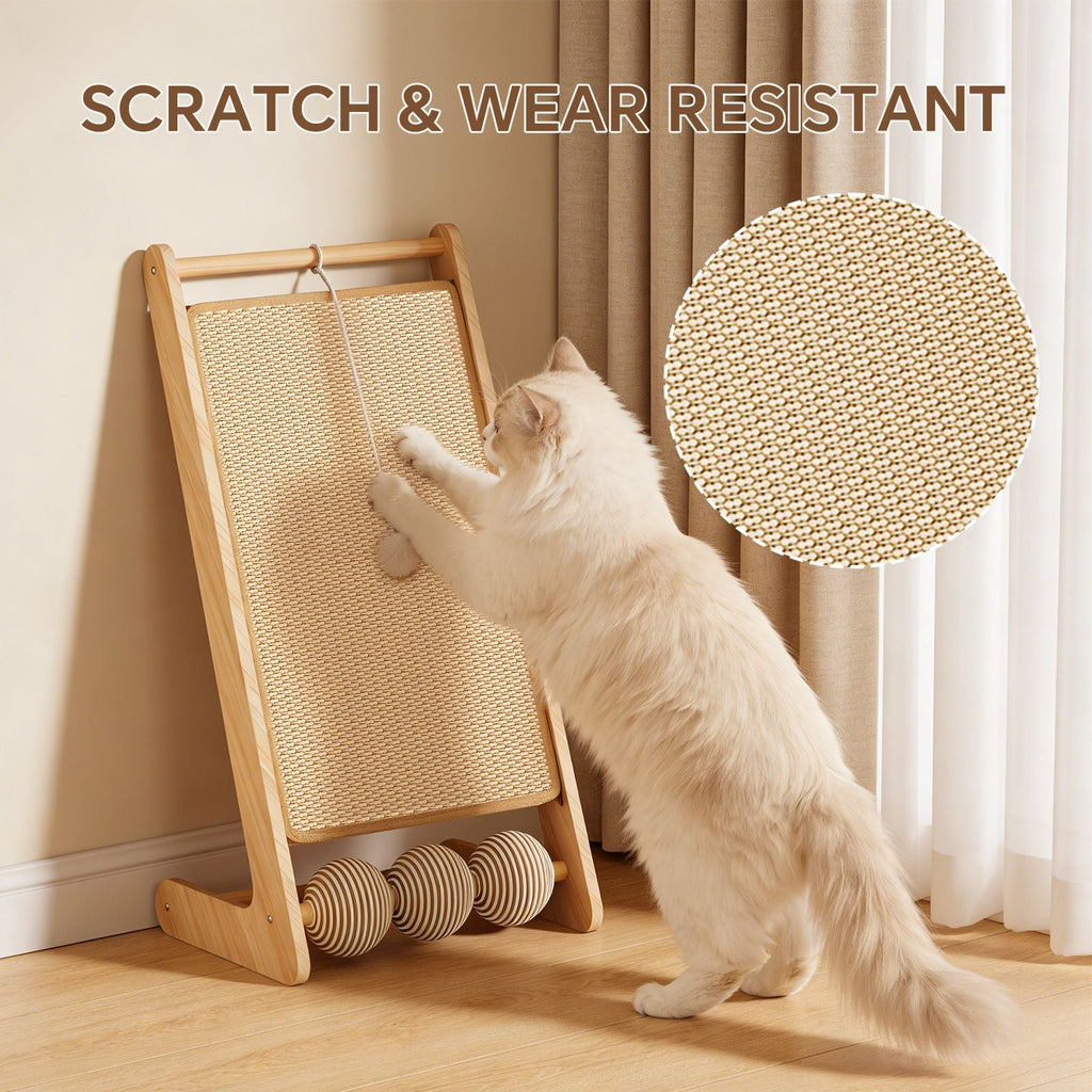 L - shaped sisal cat scratching board (with hanging ball) - scratching, tapping, and pouncing, one base meets the three major instincts of cats - Dog Time Outlet