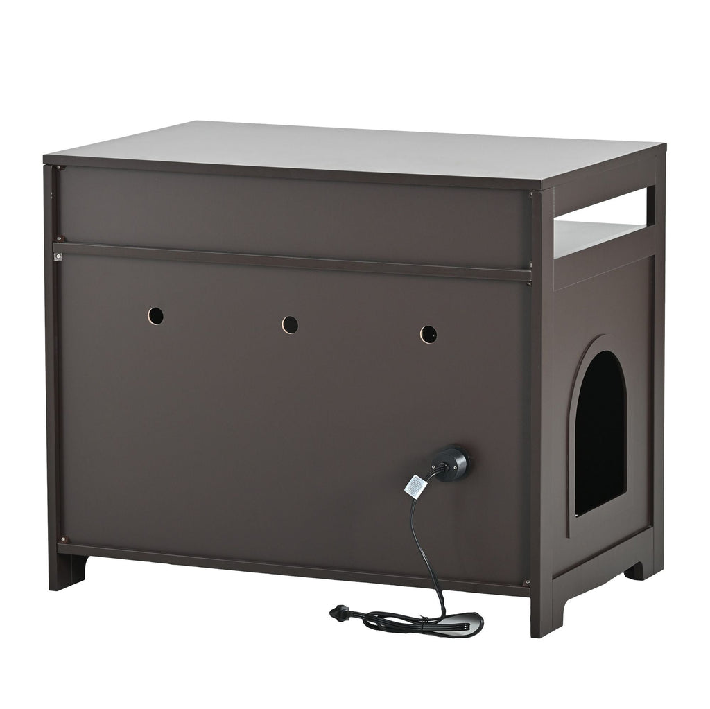 Litter Box Enclosure, Cat Litter Box Furniture with Hidden Plug, 2 Doors,Indoor Cat Washroom Storage Bench Side Table Cat House, Large Wooden Enclused Litter Box House, Esspresso - Dog Time Outlet