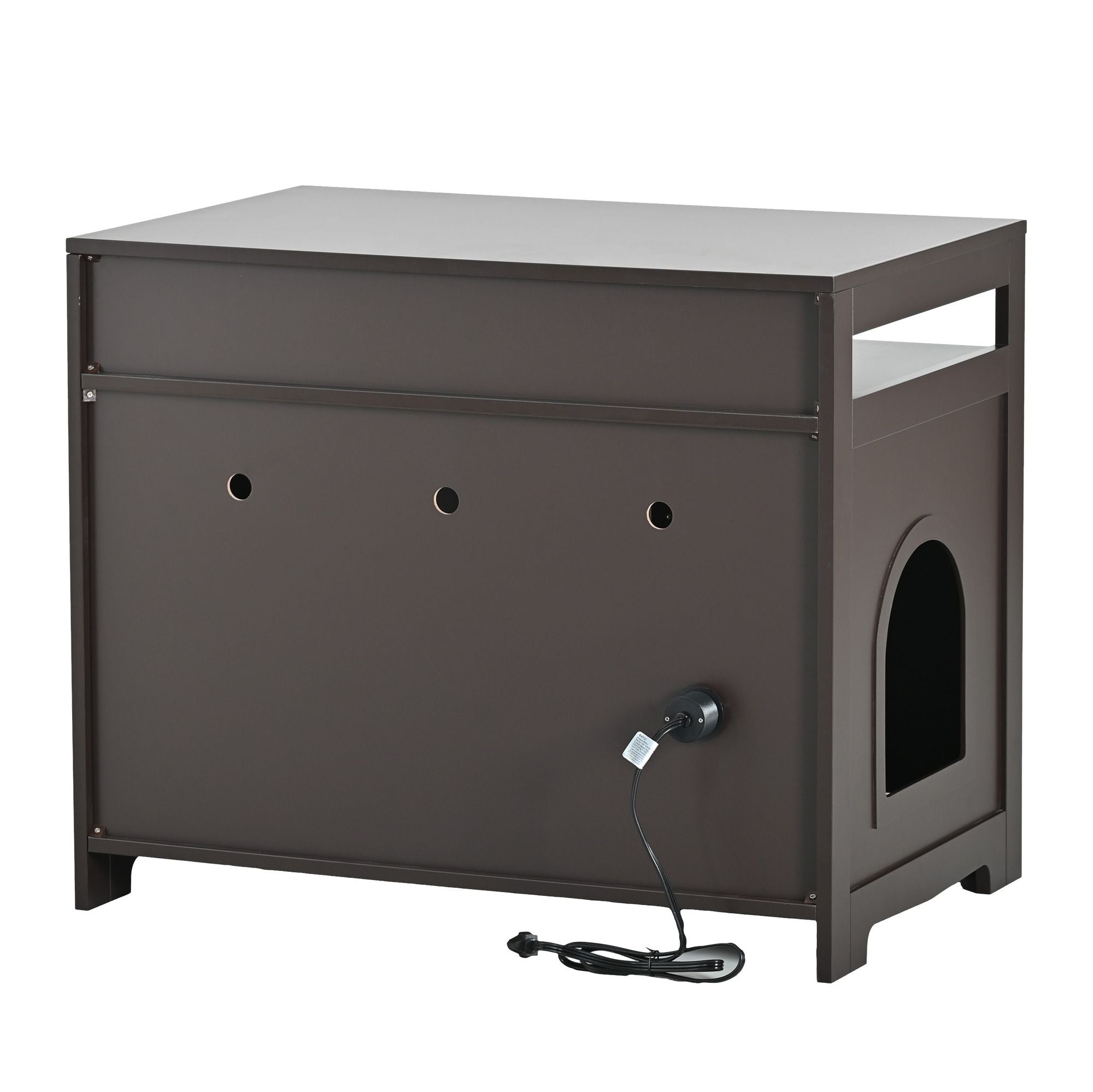 Litter Box Enclosure, Cat Litter Box Furniture with Hidden Plug, 2 Doors,Indoor Cat Washroom Storage Bench Side Table Cat House, Large Wooden Enclused Litter Box House, Esspresso - Dog Time Outlet