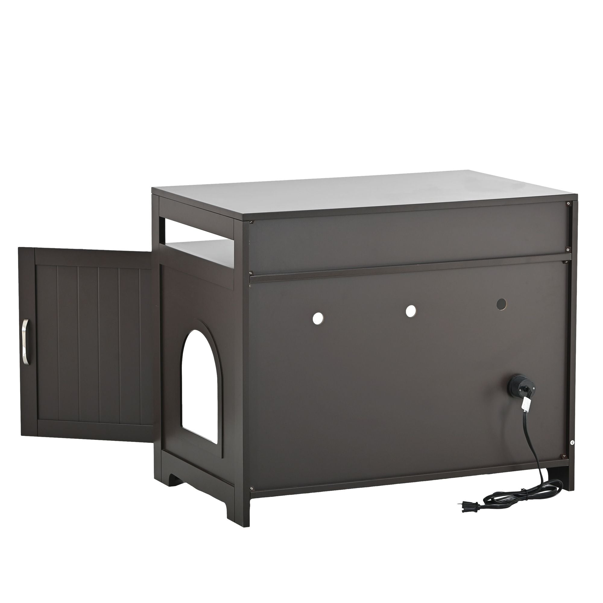 Litter Box Enclosure, Cat Litter Box Furniture with Hidden Plug, 2 Doors,Indoor Cat Washroom Storage Bench Side Table Cat House, Large Wooden Enclused Litter Box House, Esspresso - Dog Time Outlet