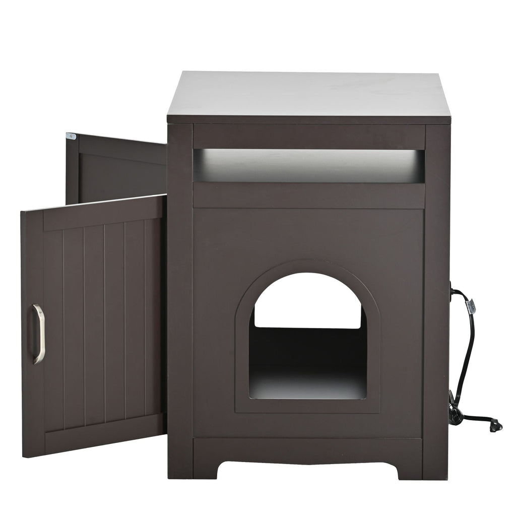 Litter Box Enclosure, Cat Litter Box Furniture with Hidden Plug, 2 Doors,Indoor Cat Washroom Storage Bench Side Table Cat House, Large Wooden Enclused Litter Box House, Esspresso - Dog Time Outlet