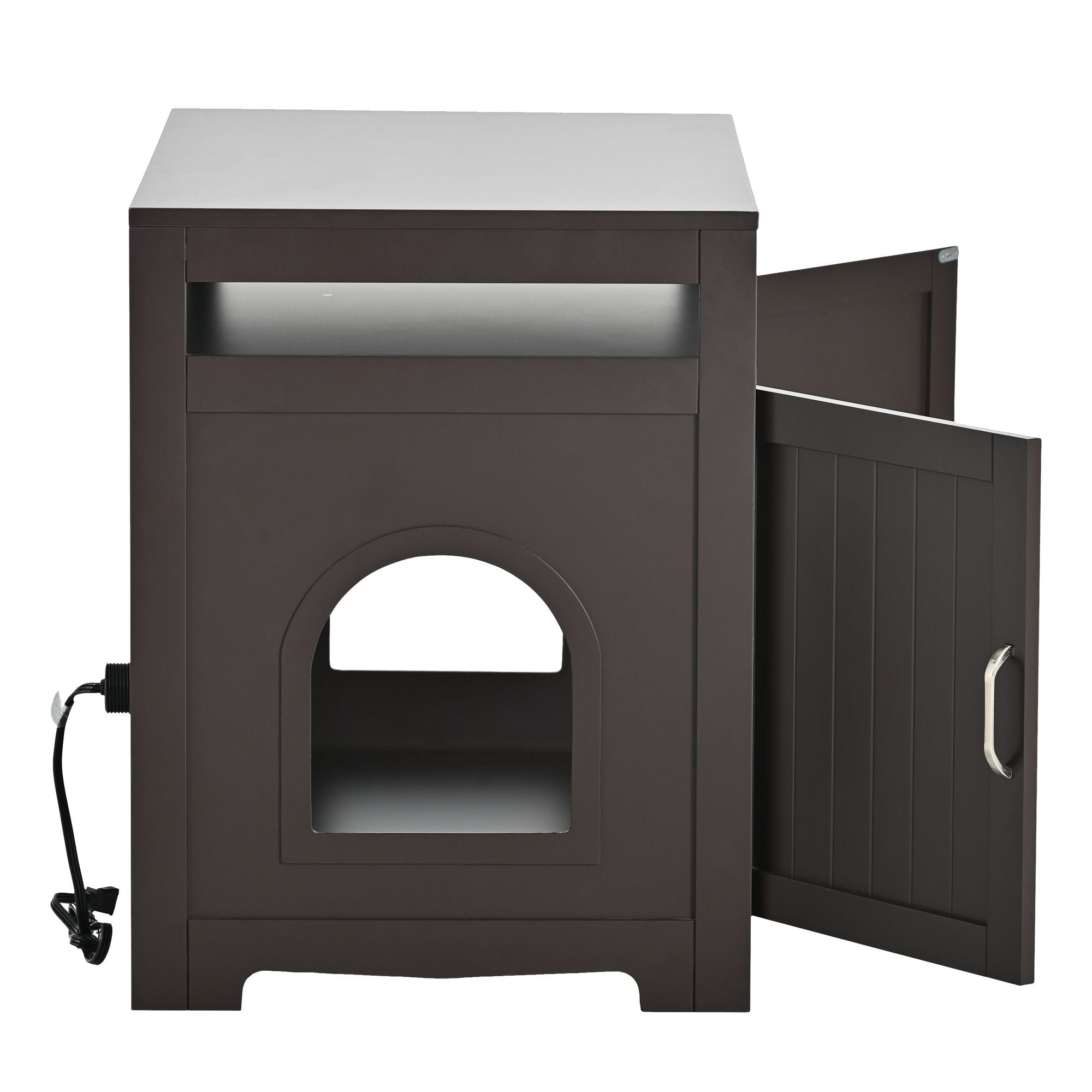 Litter Box Enclosure, Cat Litter Box Furniture with Hidden Plug, 2 Doors,Indoor Cat Washroom Storage Bench Side Table Cat House, Large Wooden Enclused Litter Box House, Esspresso - Dog Time Outlet