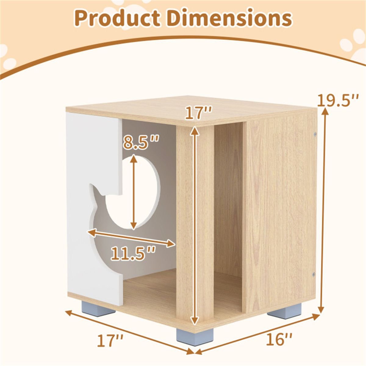 Multipurpose Wooden Cat House Nightstand, Sturdy Metal Base Anti - Slip Pet Furniture - Dog Time Outlet