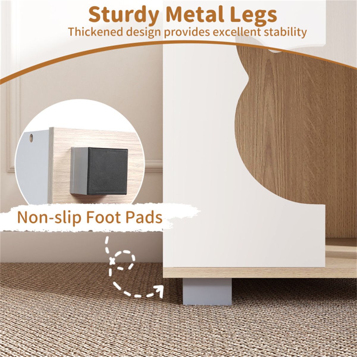 Multipurpose Wooden Cat House Nightstand, Sturdy Metal Base Anti - Slip Pet Furniture - Dog Time Outlet
