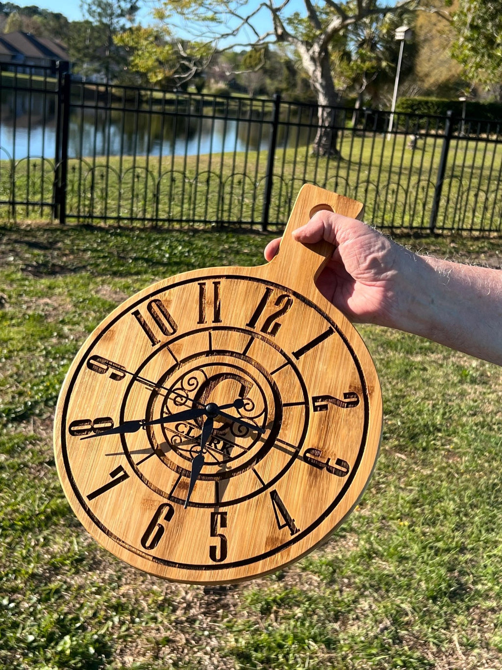 Natural bamboo CLOCK - Dog Time Outlet
