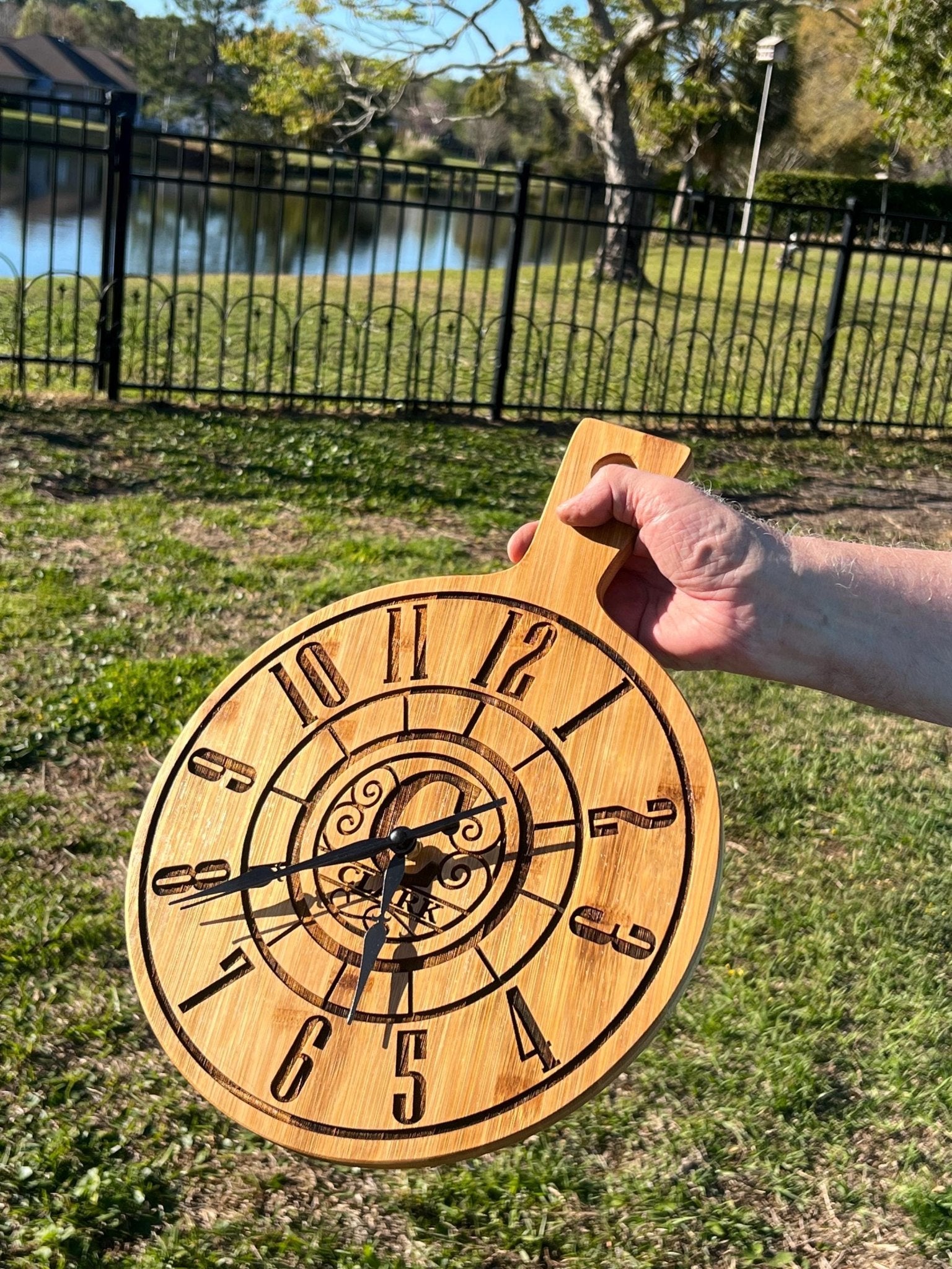 Natural bamboo CLOCK - Dog Time Outlet