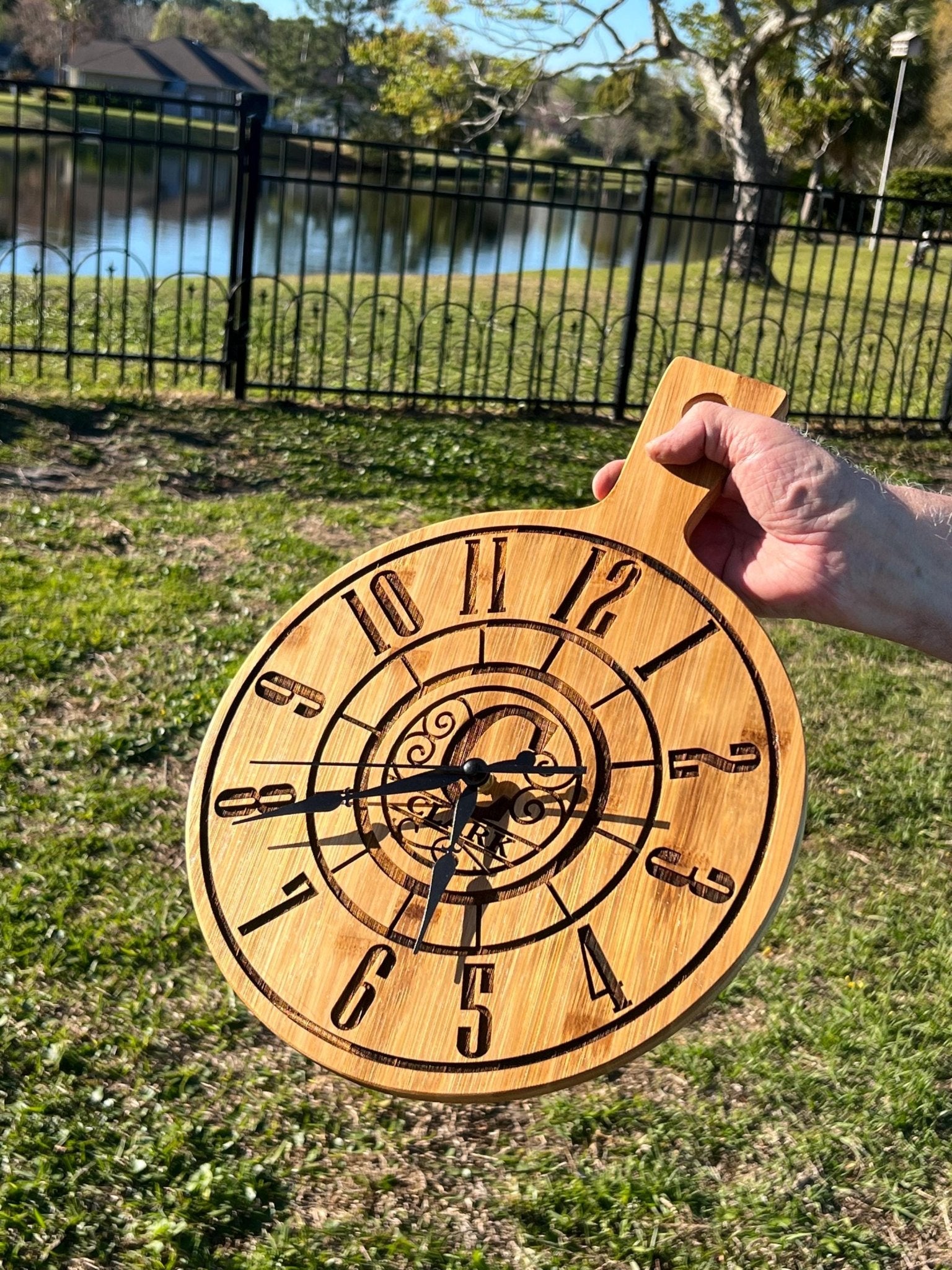 Natural bamboo CLOCK - Dog Time Outlet