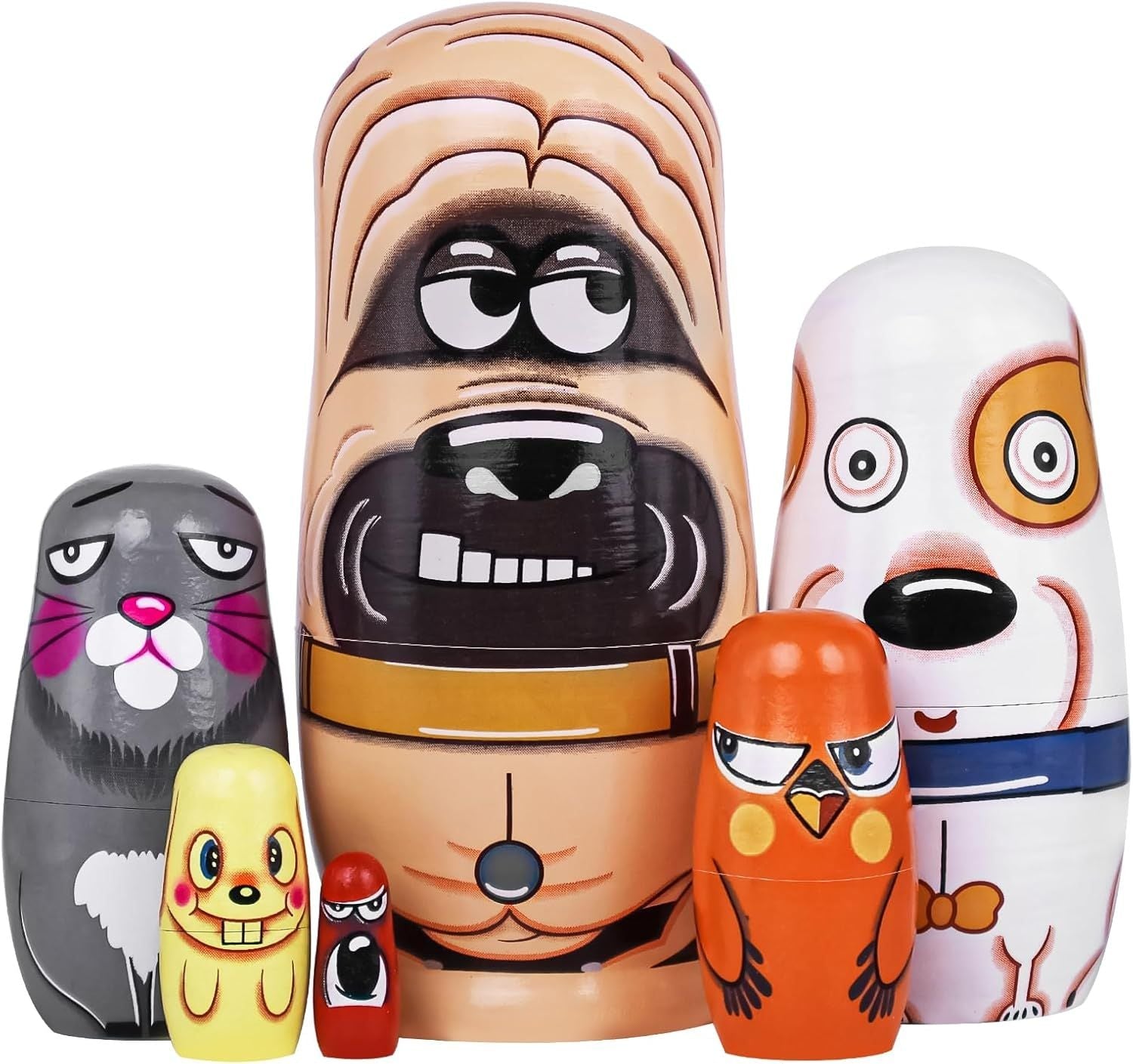 Nesting Dolls, Animal Nesting Easter Eggs Toys, Wooden Matryoshka Dolls for Kids (Cute Dog) - Dog Time Outlet