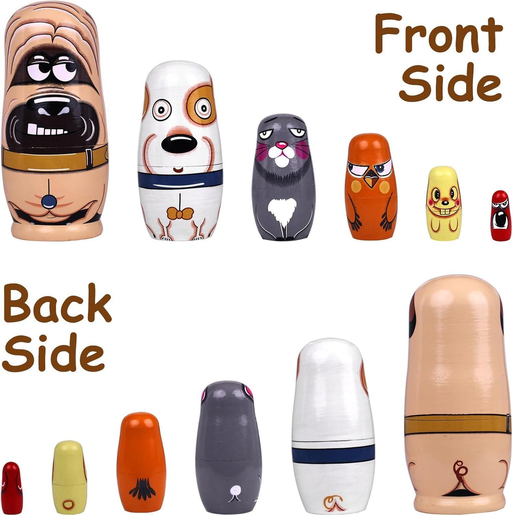 Nesting Dolls, Animal Nesting Easter Eggs Toys, Wooden Matryoshka Dolls for Kids (Cute Dog) - Dog Time Outlet