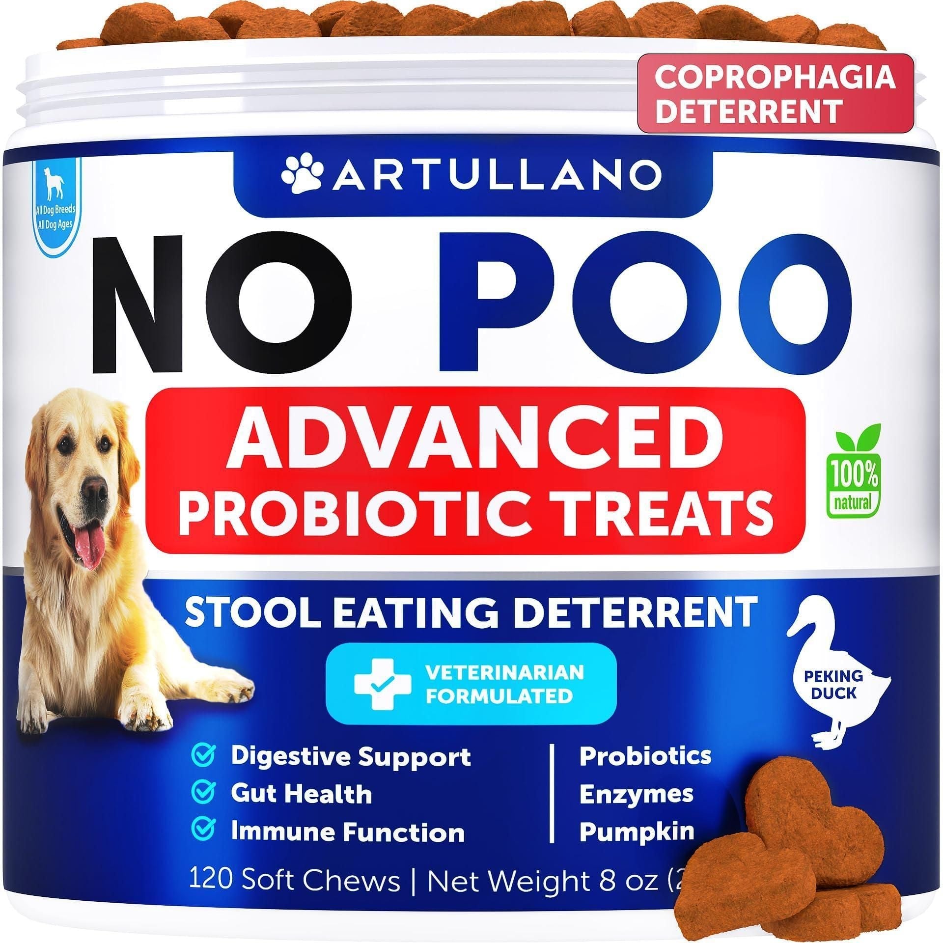 No Poo Chews for Dogs Coprophagia Stool Eating Deterrent Stop Eating Poop Treats with Probiotics Pumpkin & Digestive Enzymes Prevent Dog Puppy from Eating Poop Gut Health Support Supplement - Dog Time Outlet