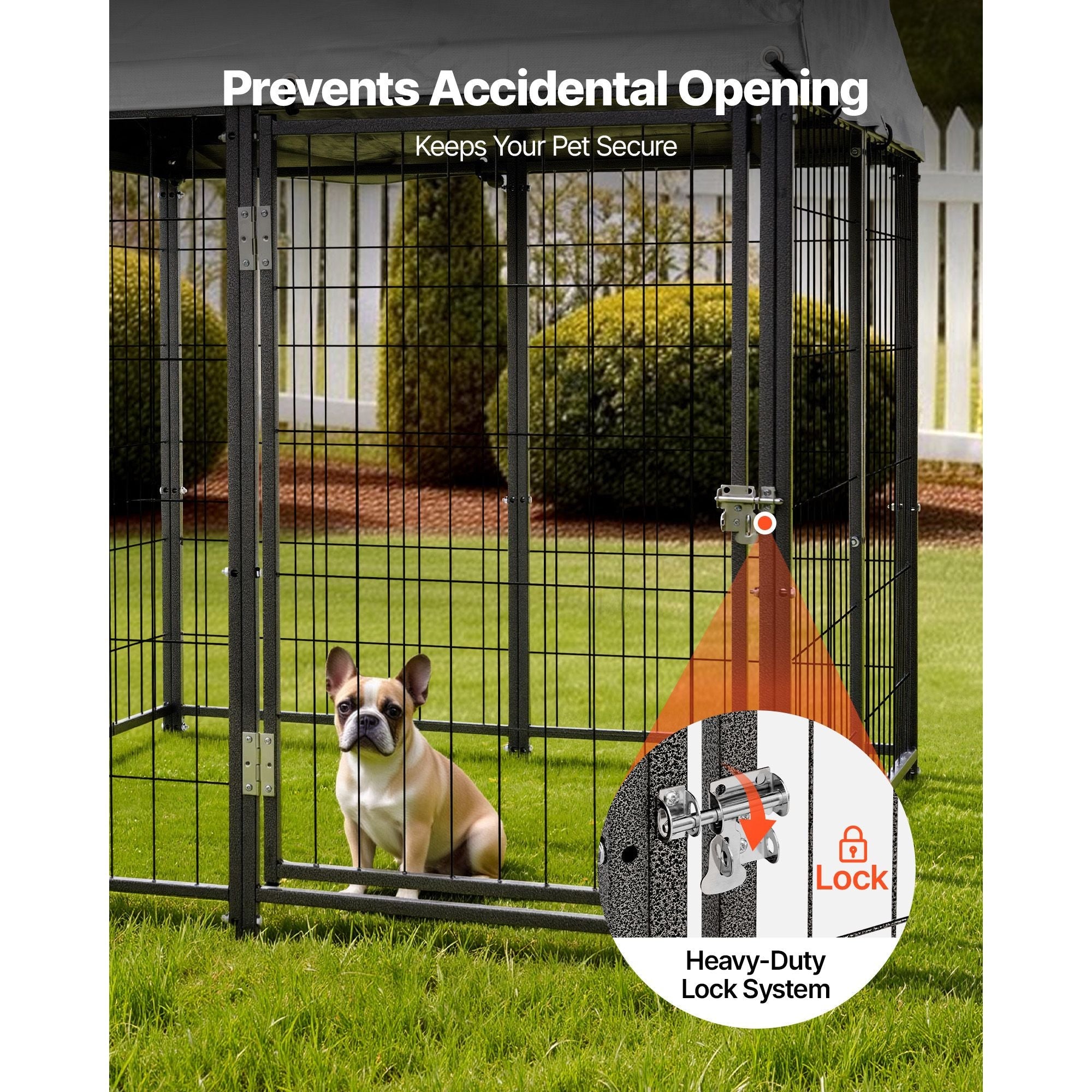 Outdoor Dog Kennel, 3.67 x 3.78 x 4.1 ft Large Dog Kennel with Secure Lock, Outside Dogs Enclosures with UV - Resistant & Waterproof Roof Cover, Heavy Duty Pet Crate Cage Run for Large Dogs - Dog Time Outlet