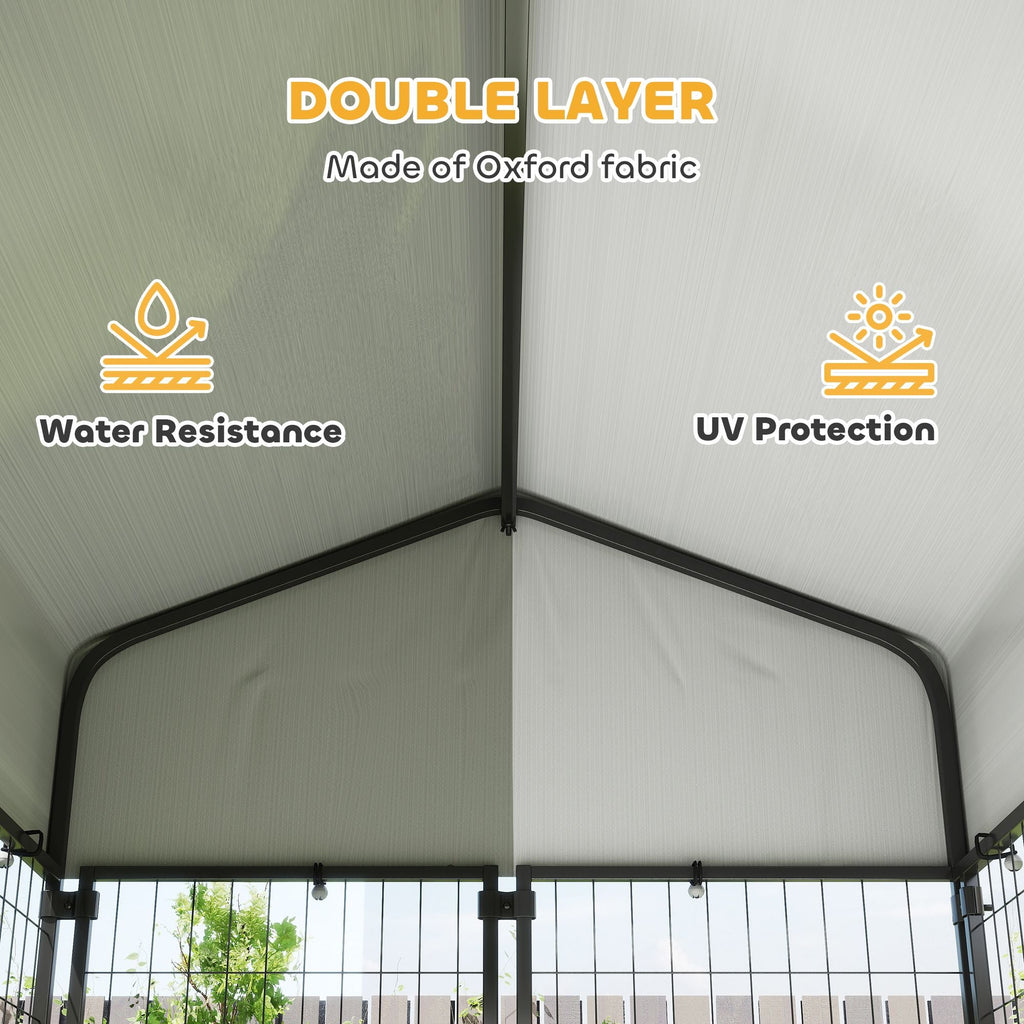 Outdoor Dog Kennel with Roof, 4' x 4' x 6' Heavy Duty Welded Wire Dog Playpen Enclosure with Escape - proof Lock - Dog Time Outlet