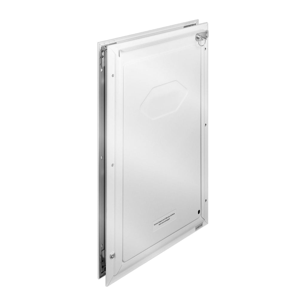 Pet Door, 8.27" x 11.93" Aluminum Frame with Lock and Flap System, Weatherproof Doggy Door, Easy to Install in Interior or Exterior Doors, Pet Door Suitable for Cat Doggie Kitties (White - Small) - Dog Time Outlet