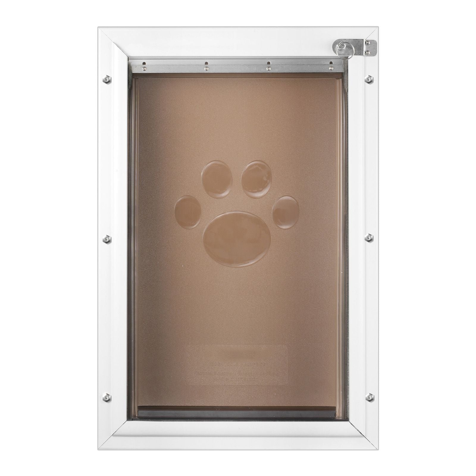 Pet Door, 8.27" x 11.93" Aluminum Frame with Lock and Flap System, Weatherproof Doggy Door, Easy to Install in Interior or Exterior Doors, Pet Door Suitable for Cat Doggie Kitties (White - Small) - Dog Time Outlet