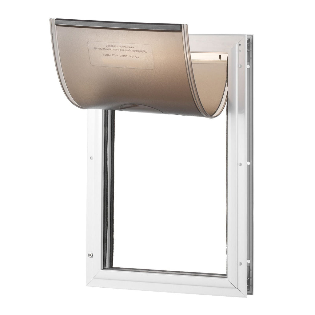 Pet Door, 8.27" x 11.93" Aluminum Frame with Lock and Flap System, Weatherproof Doggy Door, Easy to Install in Interior or Exterior Doors, Pet Door Suitable for Cat Doggie Kitties (White - Small) - Dog Time Outlet