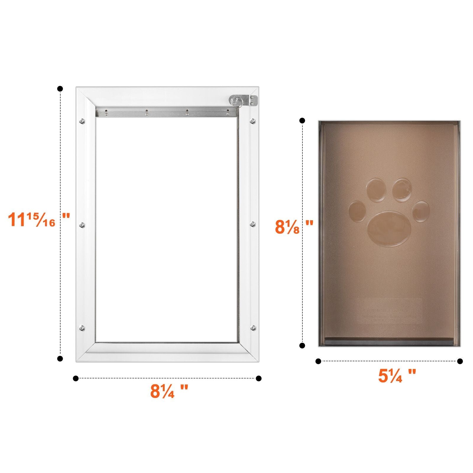Pet Door, 8.27" x 11.93" Aluminum Frame with Lock and Flap System, Weatherproof Doggy Door, Easy to Install in Interior or Exterior Doors, Pet Door Suitable for Cat Doggie Kitties (White - Small) - Dog Time Outlet