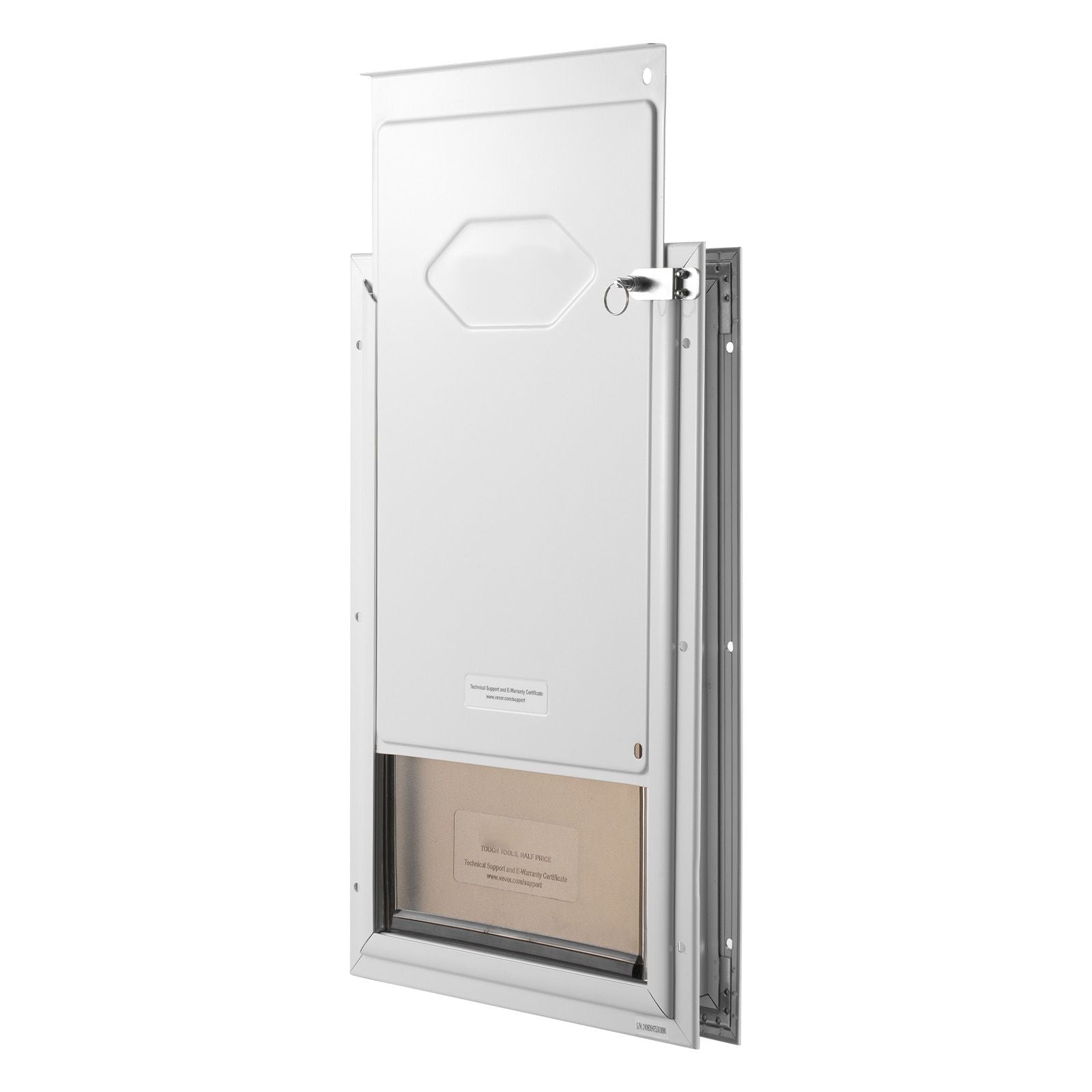 Pet Door, 8.27" x 11.93" Aluminum Frame with Lock and Flap System, Weatherproof Doggy Door, Easy to Install in Interior or Exterior Doors, Pet Door Suitable for Cat Doggie Kitties (White - Small) - Dog Time Outlet