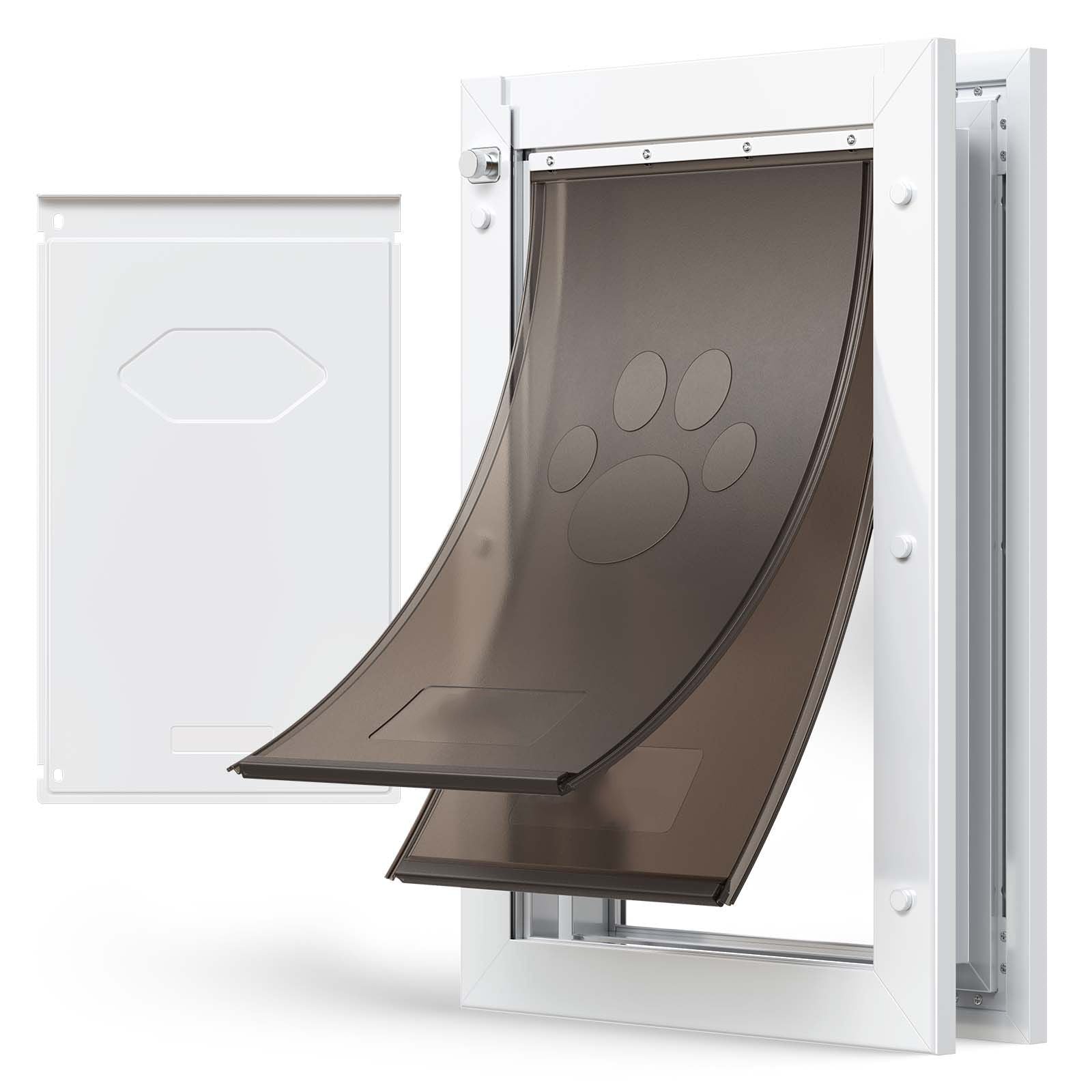 Pet Door, Large, with Double Magnetic Flaps and Metal Frame, Strong and Weatherproof Dog Door for Interior and Exterior Doors, Easy to Install, Easy In - and - Out Access for Doggies, White - Dog Time Outlet