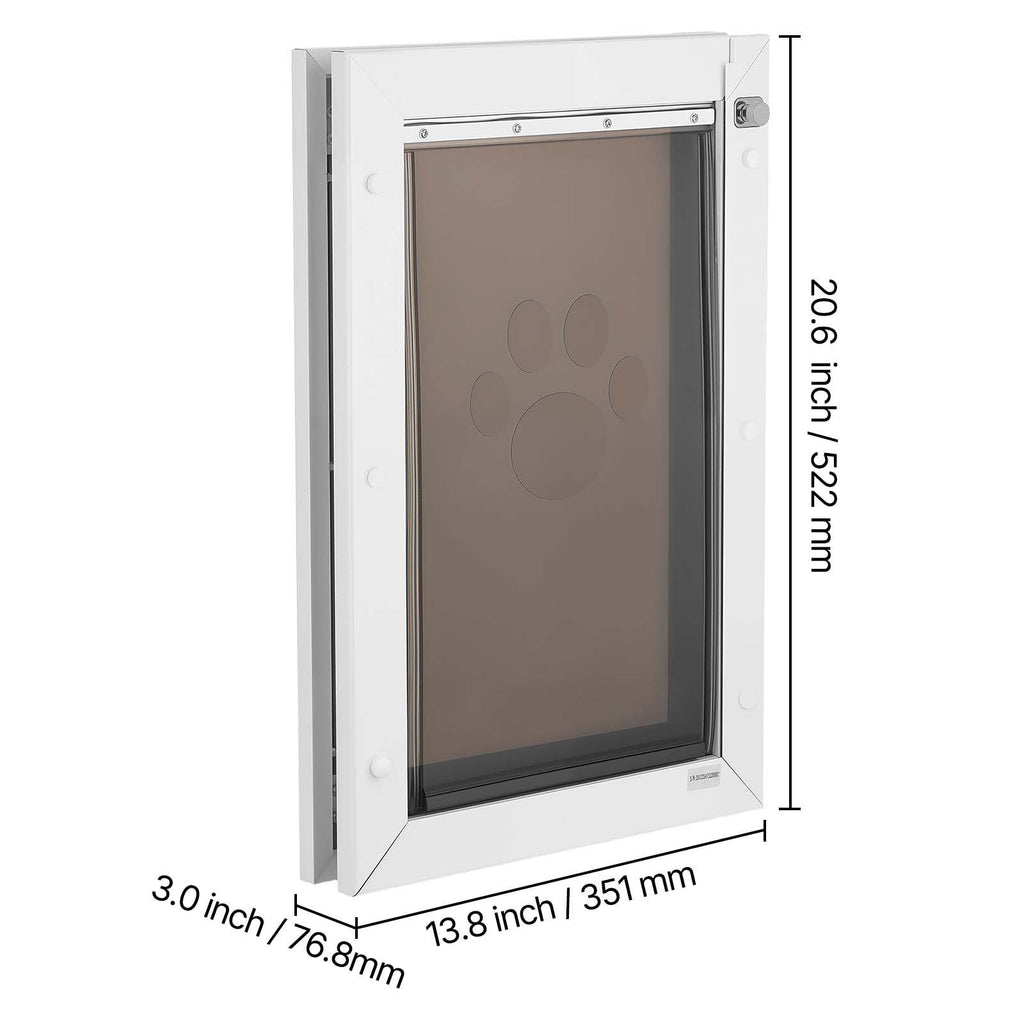 Pet Door, Large, with Double Magnetic Flaps and Metal Frame, Strong and Weatherproof Dog Door for Interior and Exterior Doors, Easy to Install, Easy In - and - Out Access for Doggies, White - Dog Time Outlet
