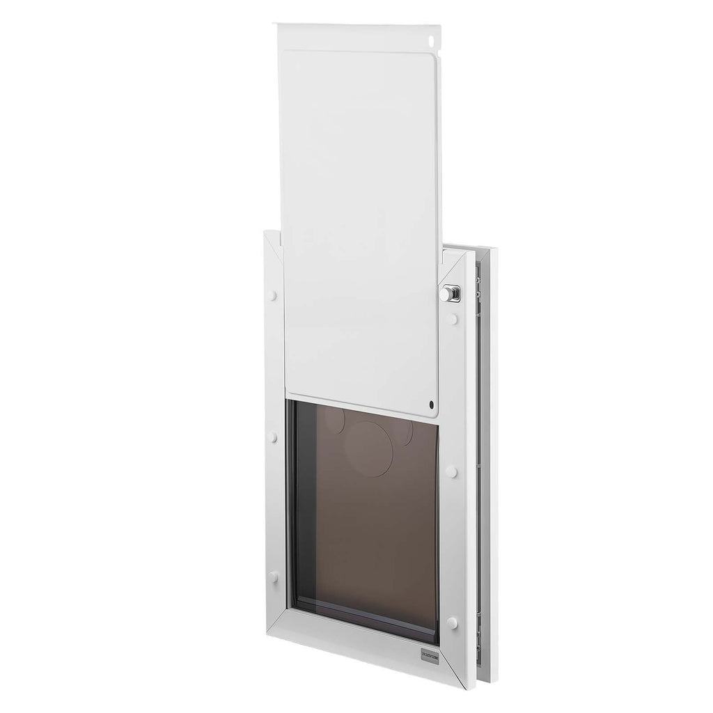 Pet Door, Large, with Double Magnetic Flaps and Metal Frame, Strong and Weatherproof Dog Door for Interior and Exterior Doors, Easy to Install, Easy In - and - Out Access for Doggies, White - Dog Time Outlet