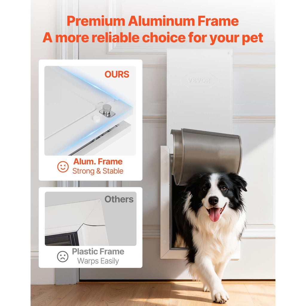 Pet Door, Large, with Double Magnetic Flaps and Metal Frame, Strong and Weatherproof Dog Door for Interior and Exterior Doors, Easy to Install, Easy In - and - Out Access for Doggies, White - Dog Time Outlet