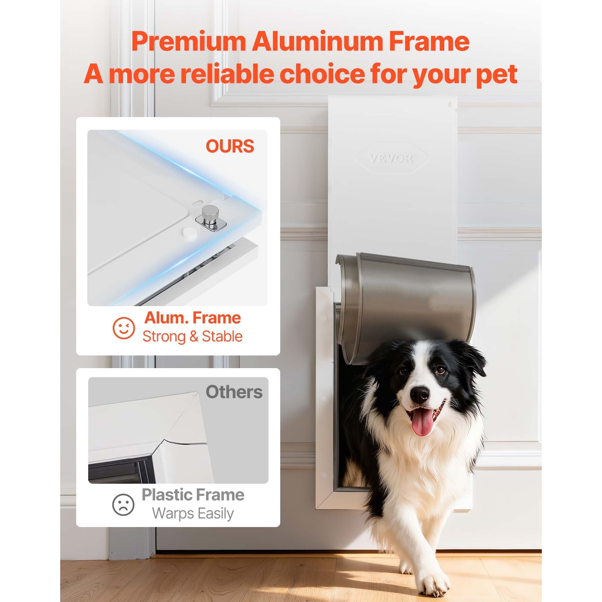 Pet Door, Large, with Double Magnetic Flaps and Metal Frame, Strong and Weatherproof Dog Door for Interior and Exterior Doors, Easy to Install, Easy In - and - Out Access for Doggies, White - Dog Time Outlet