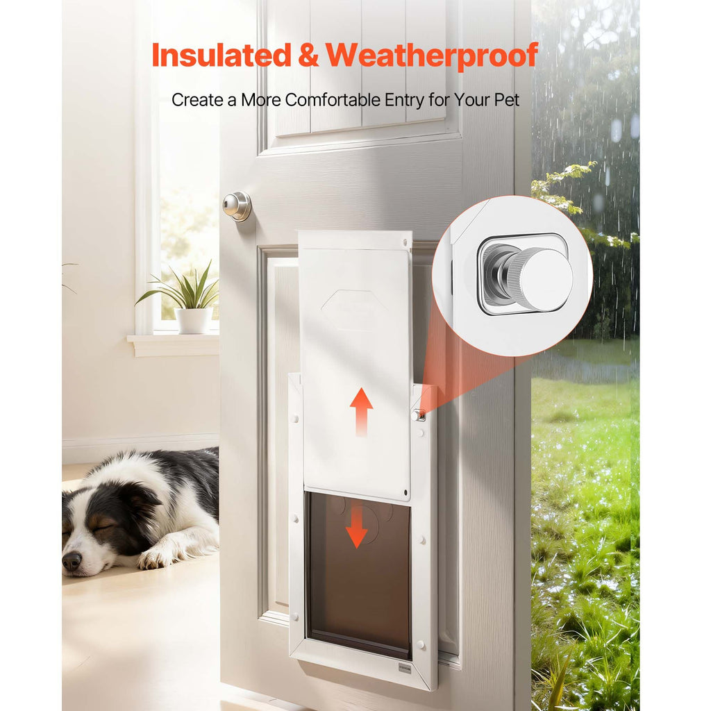 Pet Door, Large, with Double Magnetic Flaps and Metal Frame, Strong and Weatherproof Dog Door for Interior and Exterior Doors, Easy to Install, Easy In - and - Out Access for Doggies, White - Dog Time Outlet