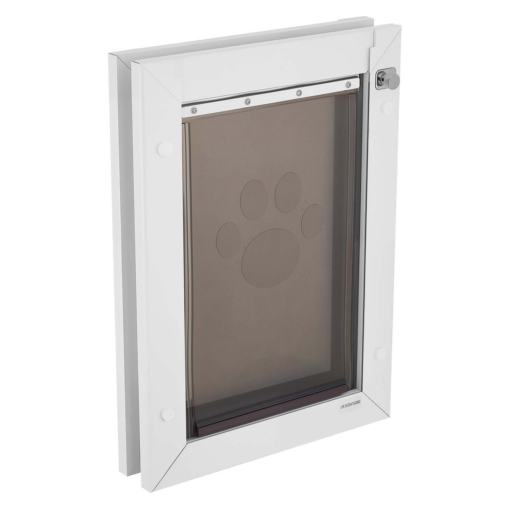 Pet Door, Medium, with Double Magnetic Flaps and Metal Frame, Strong and Weatherproof Dog Door for Interior and Exterior Doors, Easy to Install, Easy In - and - Out Access for Doggies, White - Dog Time Outlet