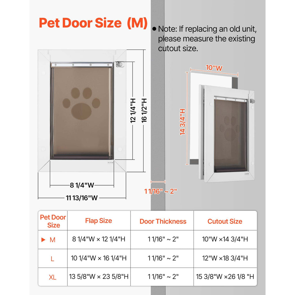 Pet Door, Medium, with Double Magnetic Flaps and Metal Frame, Strong and Weatherproof Dog Door for Interior and Exterior Doors, Easy to Install, Easy In - and - Out Access for Doggies, White - Dog Time Outlet
