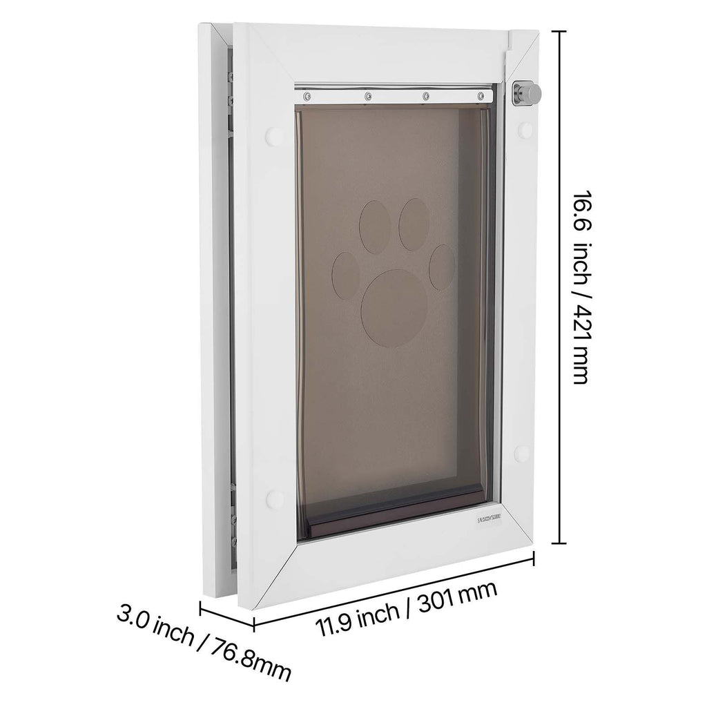 Pet Door, Medium, with Double Magnetic Flaps and Metal Frame, Strong and Weatherproof Dog Door for Interior and Exterior Doors, Easy to Install, Easy In - and - Out Access for Doggies, White - Dog Time Outlet
