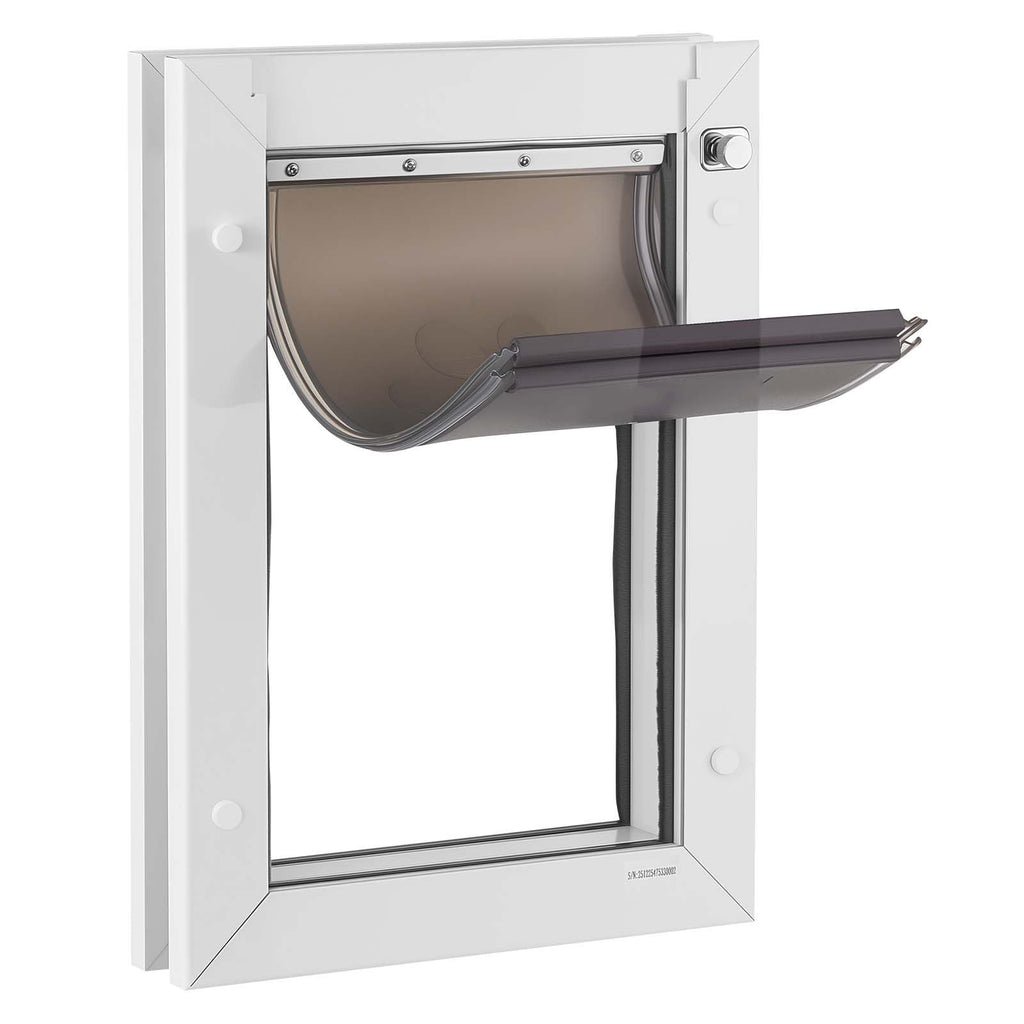 Pet Door, Medium, with Double Magnetic Flaps and Metal Frame, Strong and Weatherproof Dog Door for Interior and Exterior Doors, Easy to Install, Easy In - and - Out Access for Doggies, White - Dog Time Outlet